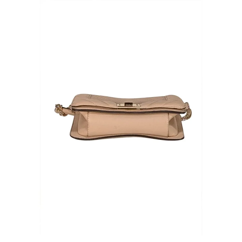 Karl Lagerfeld - Beige Chevron Quilted Leather Shoulder Bag